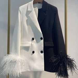 Cruella style ostrich feather BLAZER in black and white
